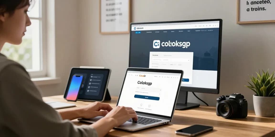 Coloksgp login interface displayed on a laptop in a modern home office, inviting tech-savvy environment.