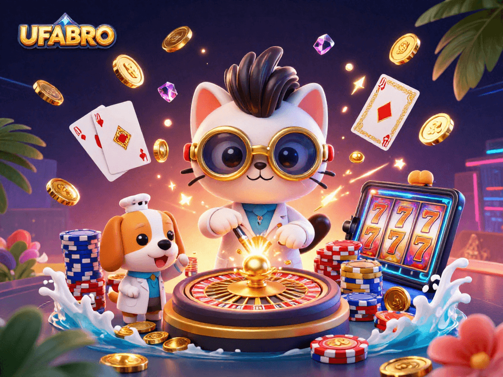Experience winning with UFABRO in an exciting 3D casino scene full of gold and action.