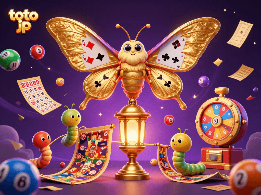 Experience the thrill of gaming with toto jp's vibrant casino scene featuring an atlas moth and dynamic lottery elements.
