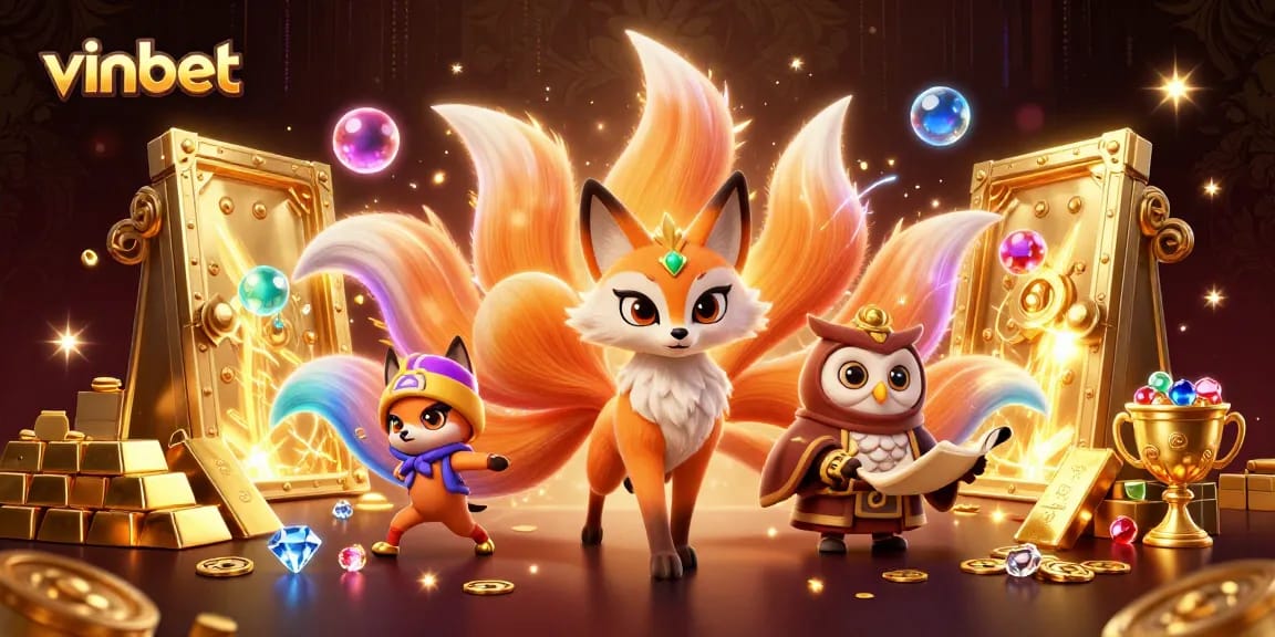 Experience thrilling wins at vinbet with a vibrant 3D casino scene filled with magical characters and treasures.
