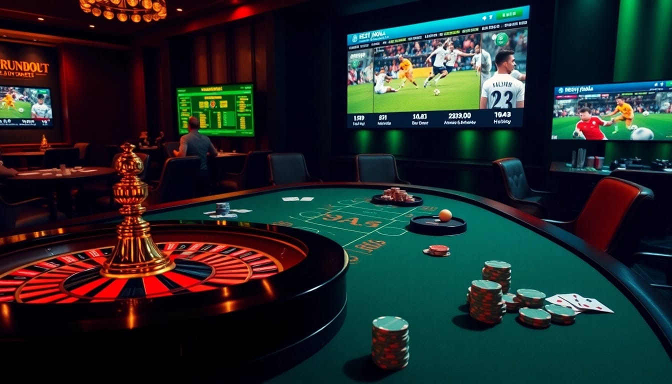 Experience the excitement of Agen Judi Bola at a luxurious casino table with cards and chips.