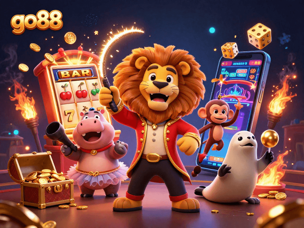 Experience thrilling wins at go88 with a vibrant casino illustration of engaging characters and games.