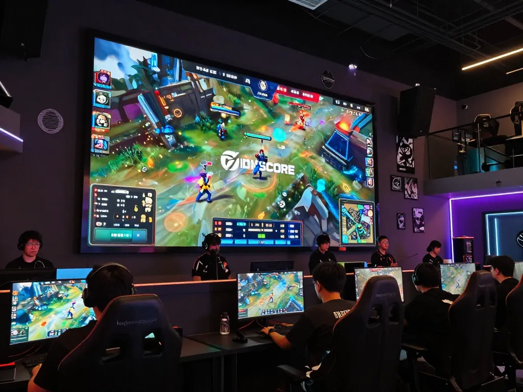 IDNSCORE online tournament showcasing competitive gaming atmosphere with players engaged in action.
