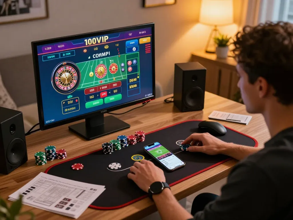 Engage in thrilling gameplay with 100VIP as you explore online casino games and sports betting.