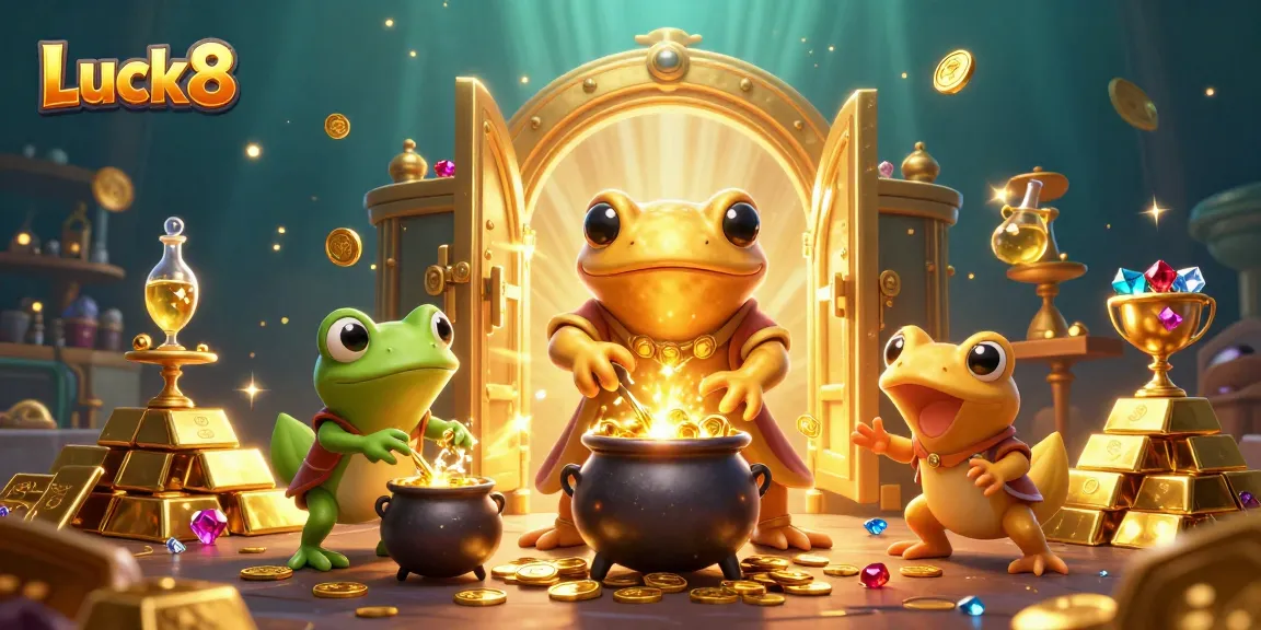Experience Luck8 as a thrilling alchemist scene full of gold coins and treasures