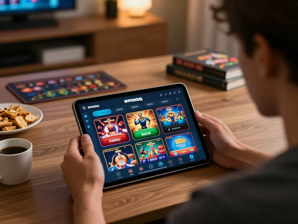 Berkolaborasi dengan aplikasi seluler emaqq untuk permainan kasino, menampilkan gameplay dinamis di tablet
