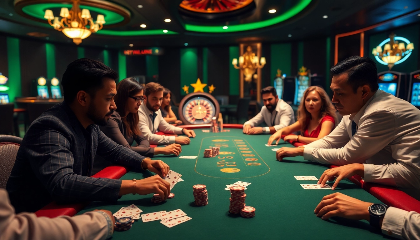 Gambling excitement at a poker table in a luxurious casino, inspired by hidden wiki tor.