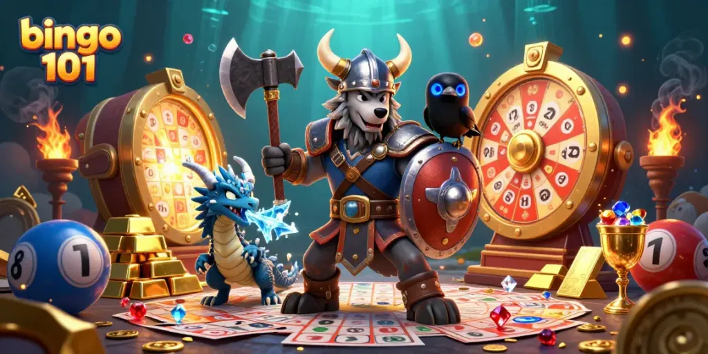 Engage in thrilling bingo 101 gameplay with captivating 3D characters and vibrant game elements.