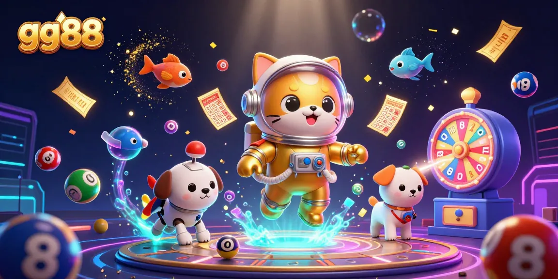 Experience exciting gameplay with gg88 as colorful lottery elements fill a vibrant cosmic scene.