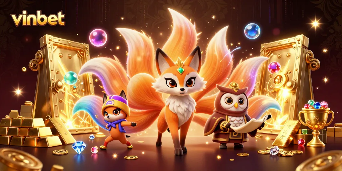Experience thrilling wins at vinbet with a vibrant 3D casino scene filled with magical characters and treasures.
