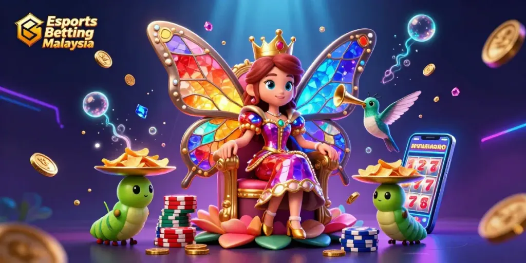 Engage in Esports Betting Malaysia with immersive 3D illustration featuring casino elements.