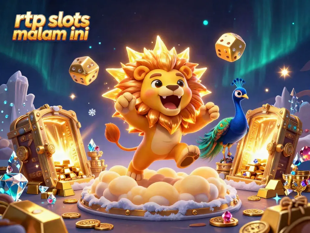 Experience exciting rtp slots malam ini with a vibrant illustration featuring winning characters and golden treasures.