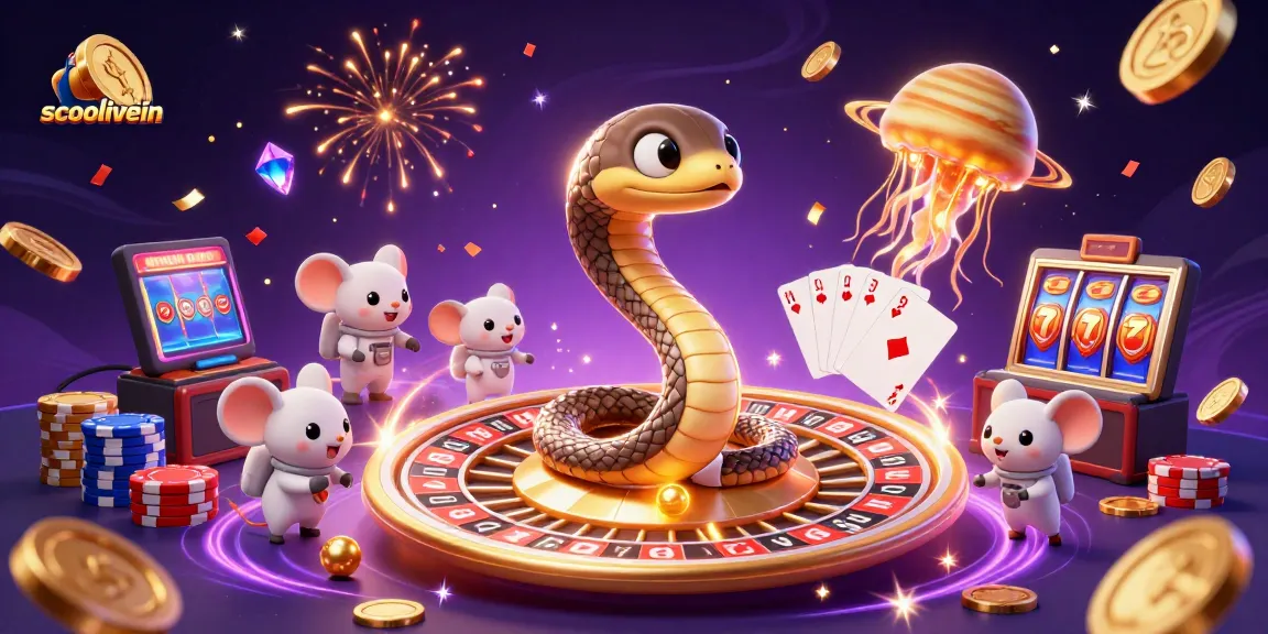 Socolivein showcases dynamic gambling fun with a 3D Saturn ring snake and animated betting elements.