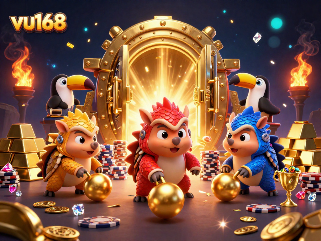 Engage with vu168's exciting casino adventure featuring colorful pangolins and sparkling treasures!