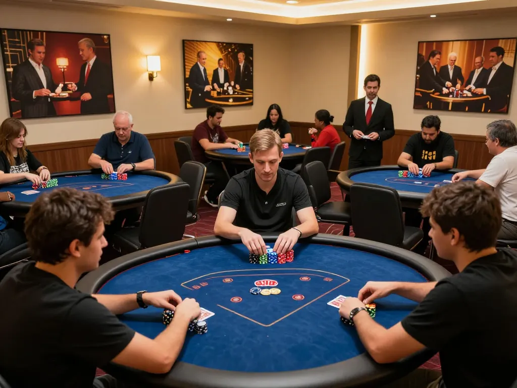 Engaged players placing bets at the poker tables, showcasing g28 strategies in action during high-stakes game.