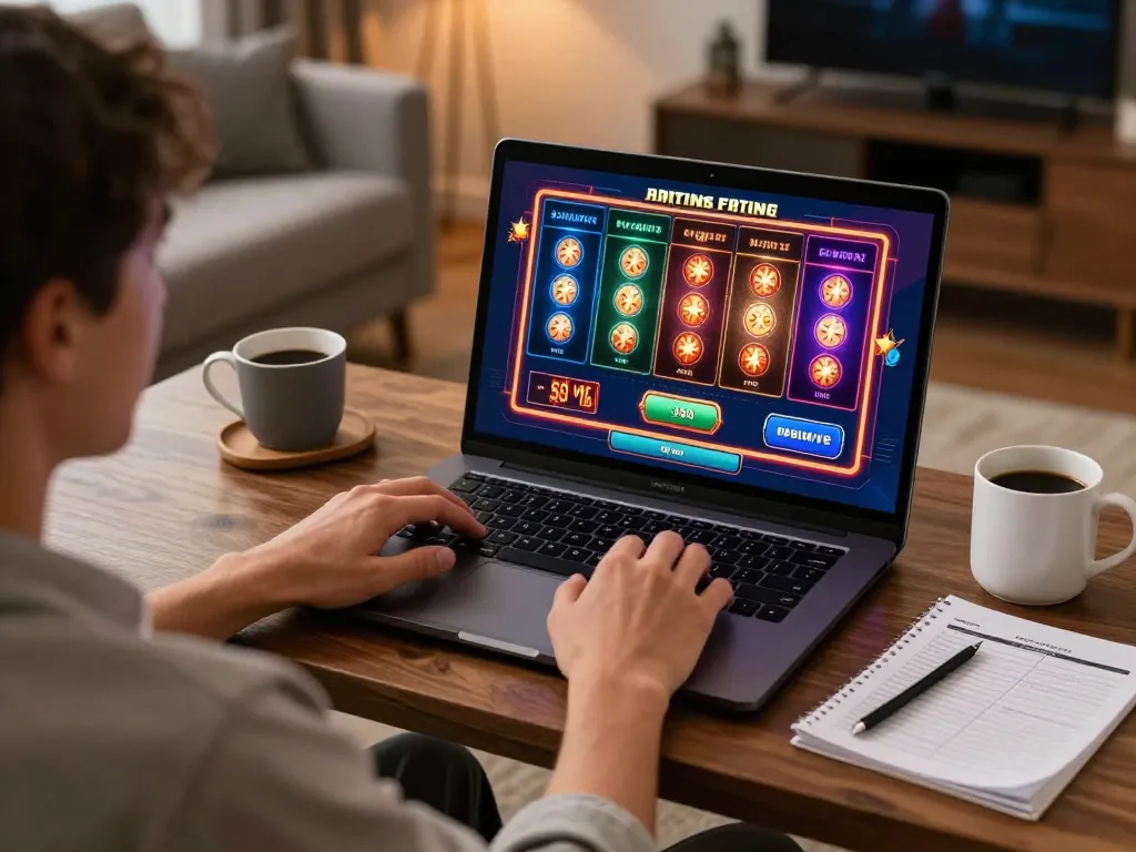 Engaging with online casino games at https://fc88bet.uk.com from the comfort of home, showcasing focused gameplay