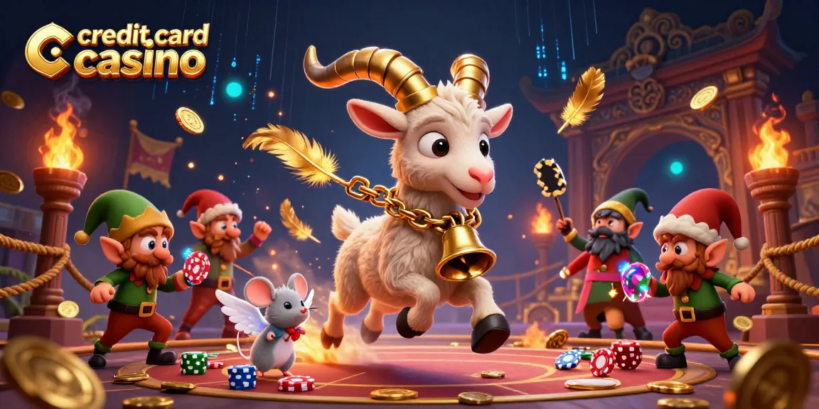 Engage in thrilling gameplay with a credit card casino featuring dynamic characters in a festive scene.