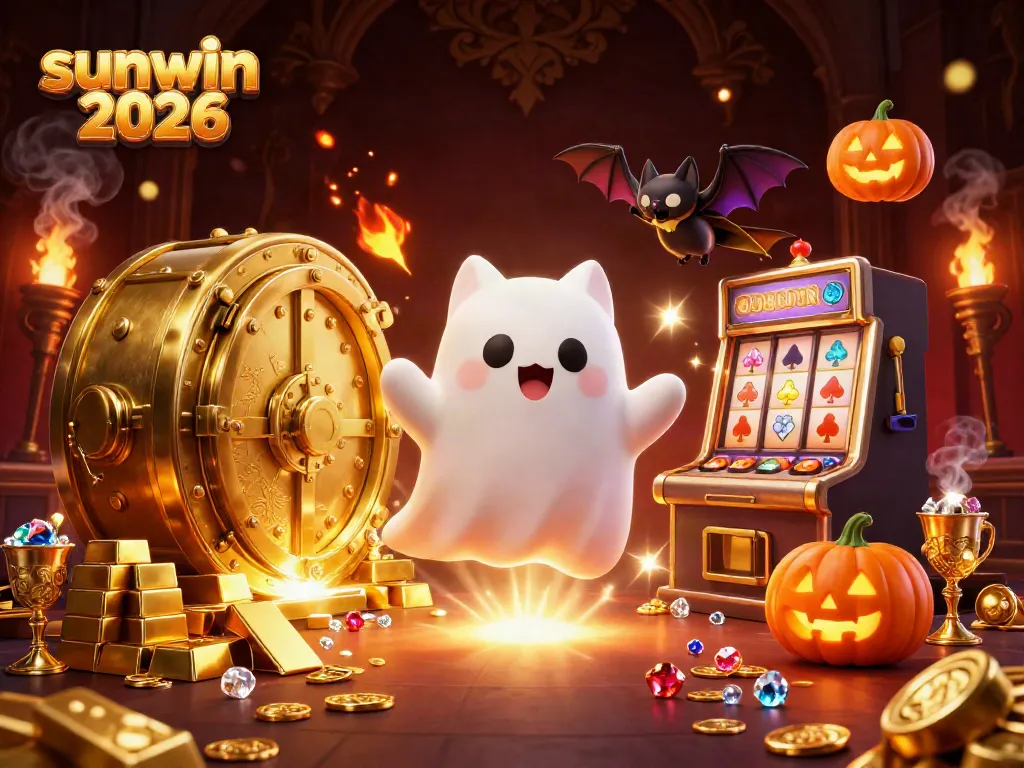 Experience thrilling gameplay at sunwin 2026 with lively ghost cat and monster characters in a captivating casino scene.