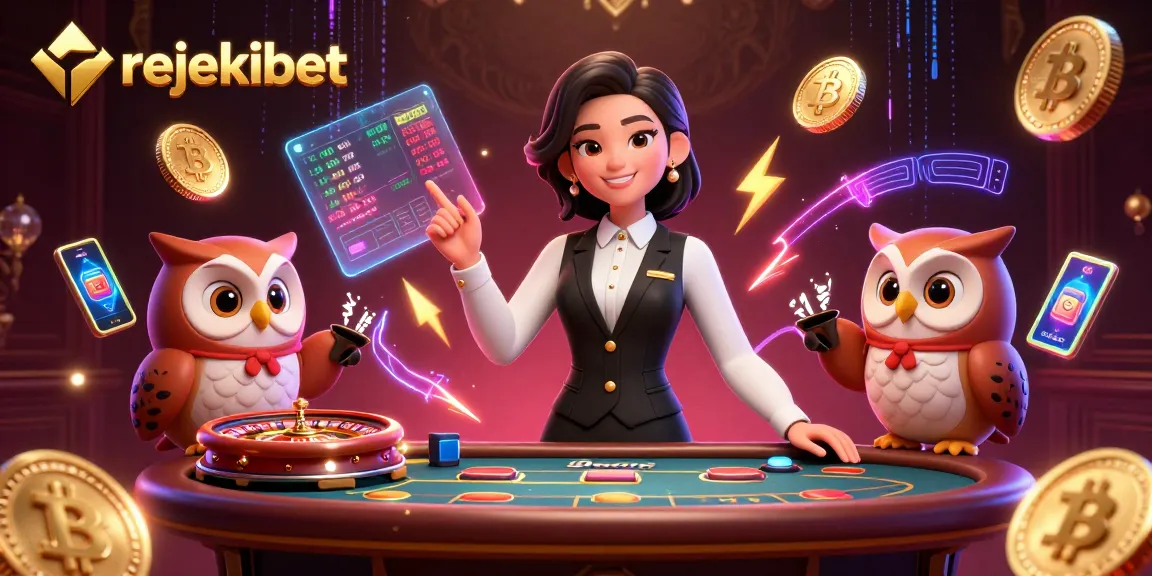 Experience the thrill of rejekibet casino with 3D dealers, vibrant slot reels, and crypto elements.