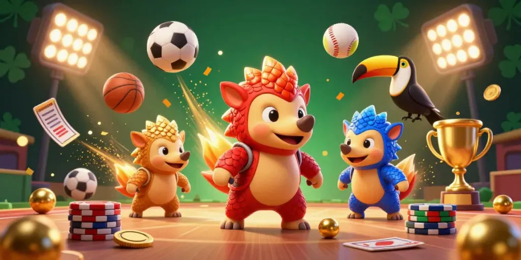 Permainan seru di janda4d dengan pangolin bersaing dan tumpukan chip poker yang gemerlap.