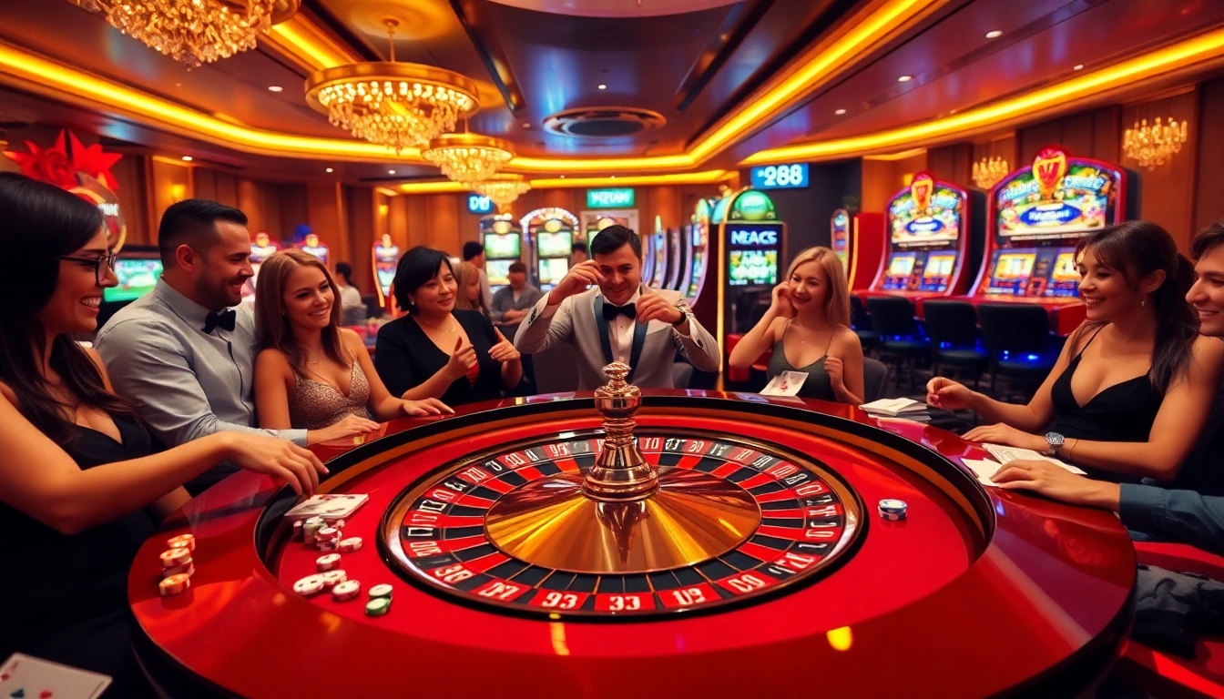 Exciting scene at DH 88 casino with players strategizing at the roulette table.
