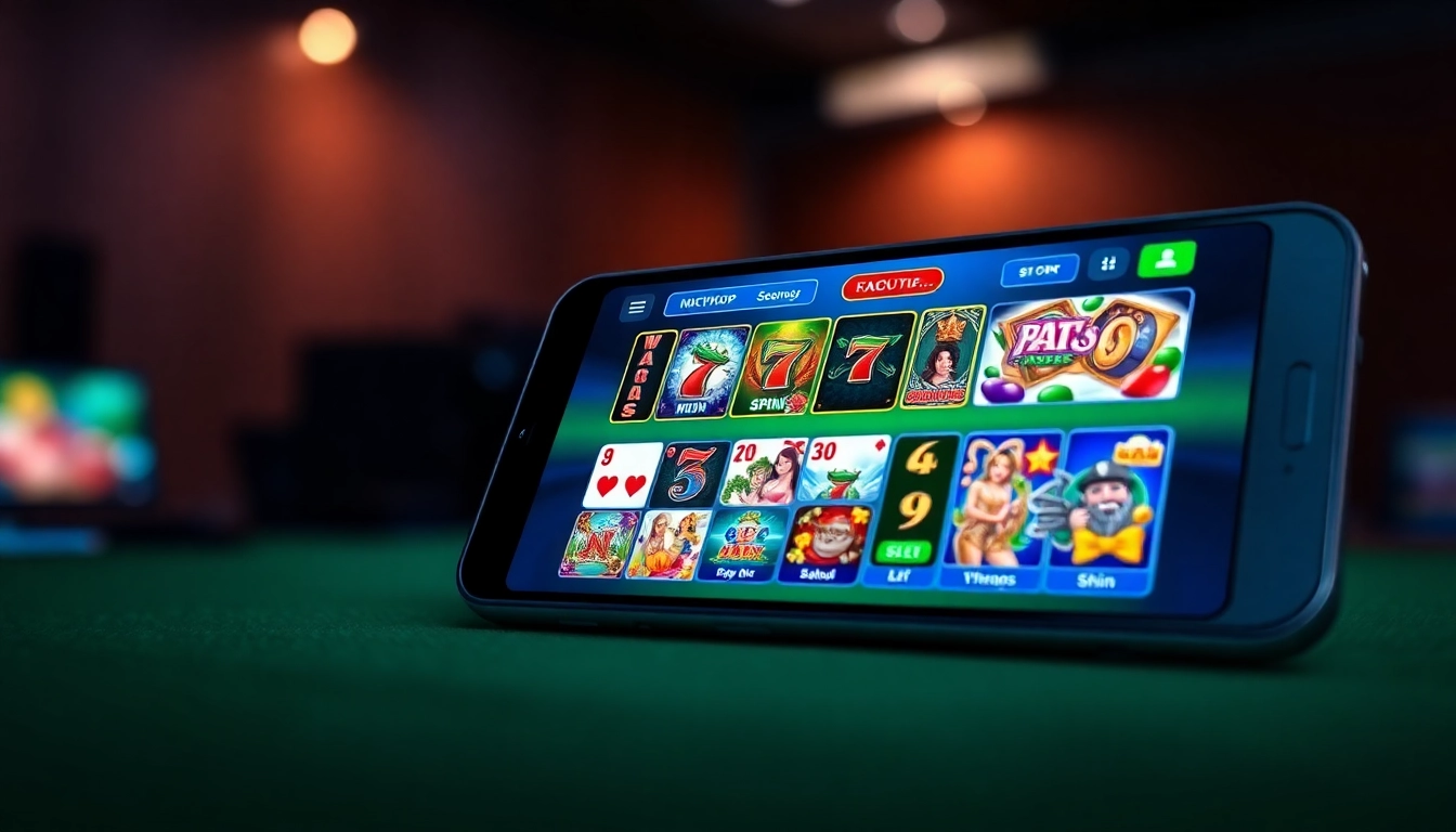 Engaging Nhatvip APK iOS Android app showcasing vibrant graphics for card games and slots on a mobile device.