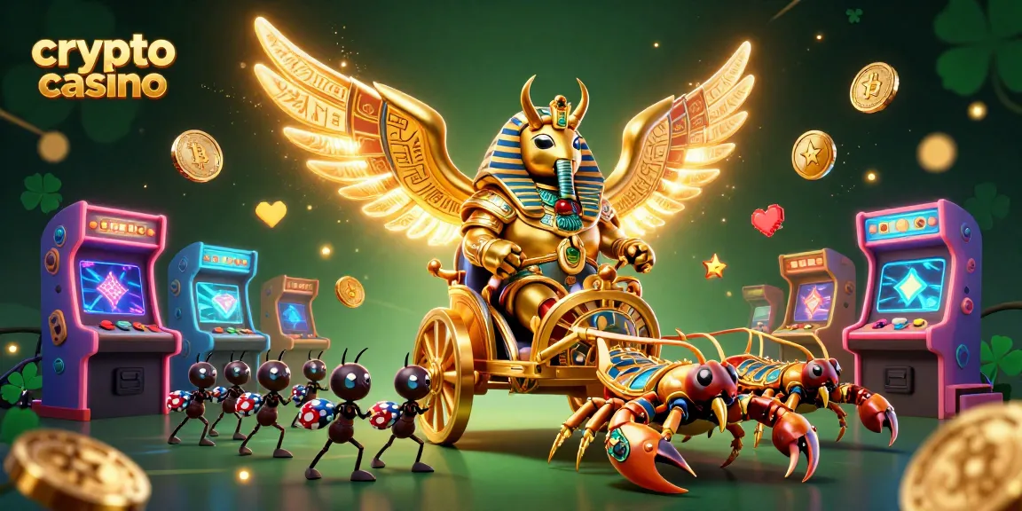 Engage in the thrilling world of crypto casino with a 3D illustration of vibrant gaming elements.