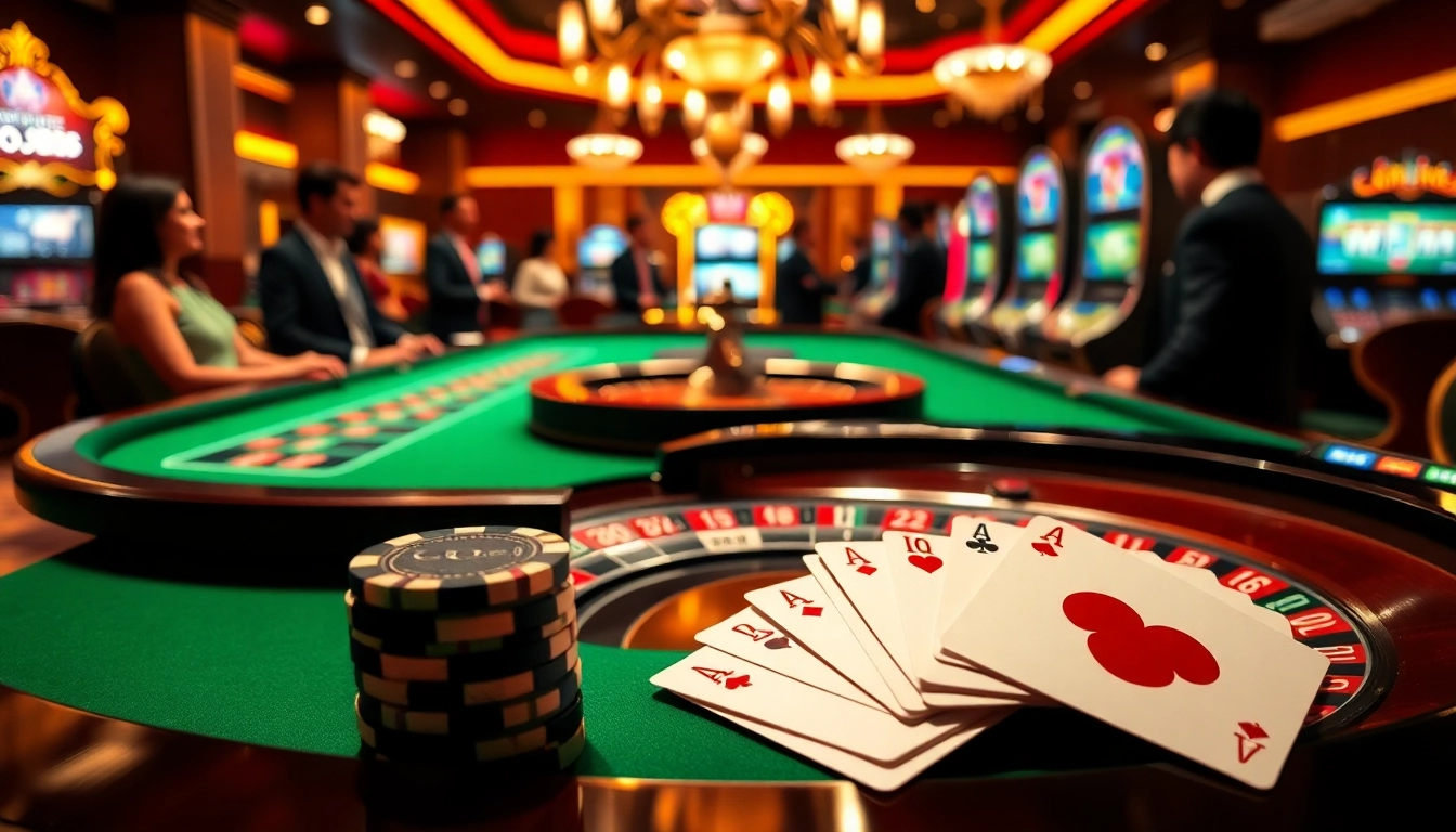 Experience thrilling gameplay at co88's casino tables with vibrant chips and cards.