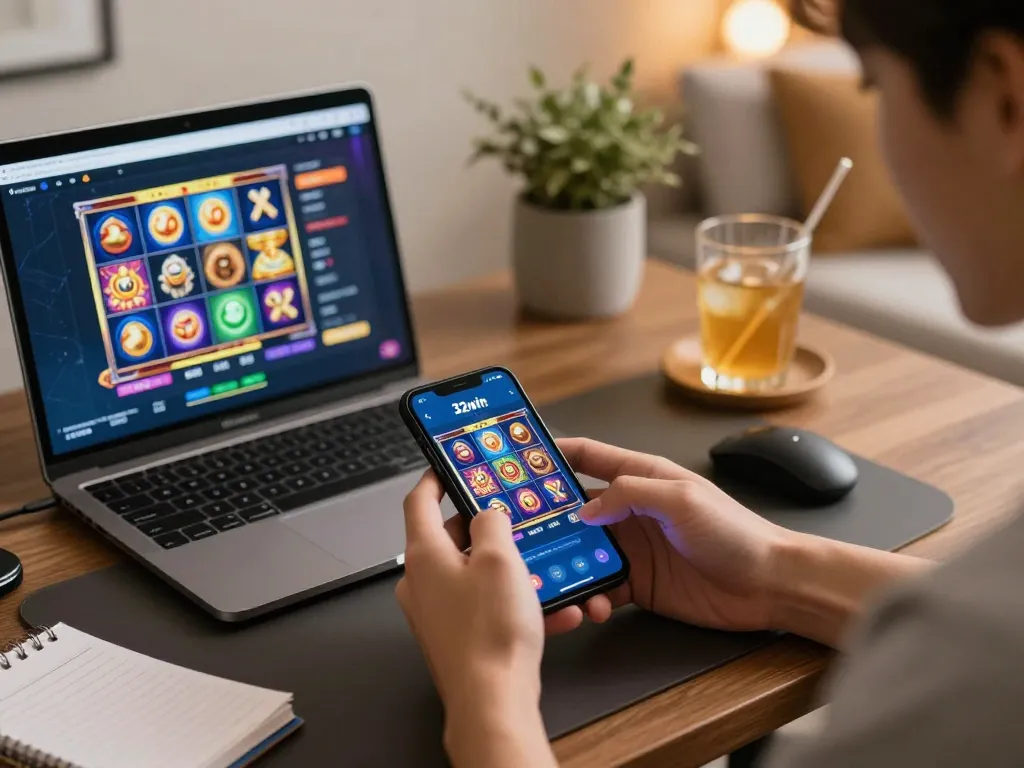 Experience thrilling gameplay with 32win on your smartphone, showcasing interactive slots.