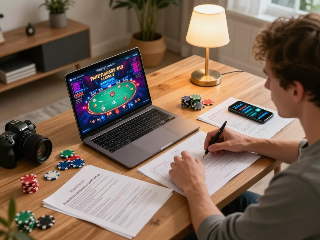 Player engaging with nhà cái uu88 poker interface on laptop, showcasing strategic gameplay and responsible betting.