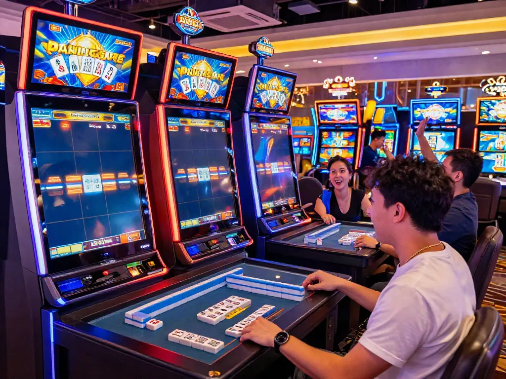 Pengalaman bermain mahjong slot yang seru di kasino modern dengan mesin berwarna-warni.