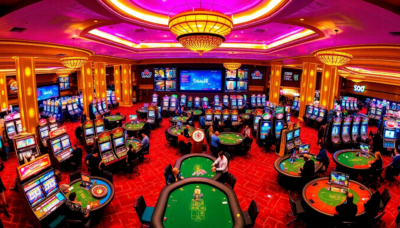 Experience dynamic gaming action at SODO CASINO 66 with roulette wheels and excited players.