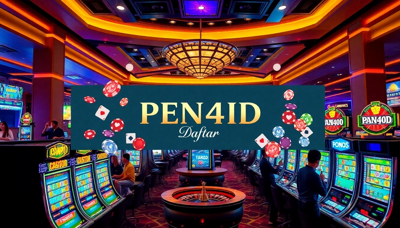 PEN4D daftar players enjoy wins at colorful slot machines in a vibrant casino atmosphere.