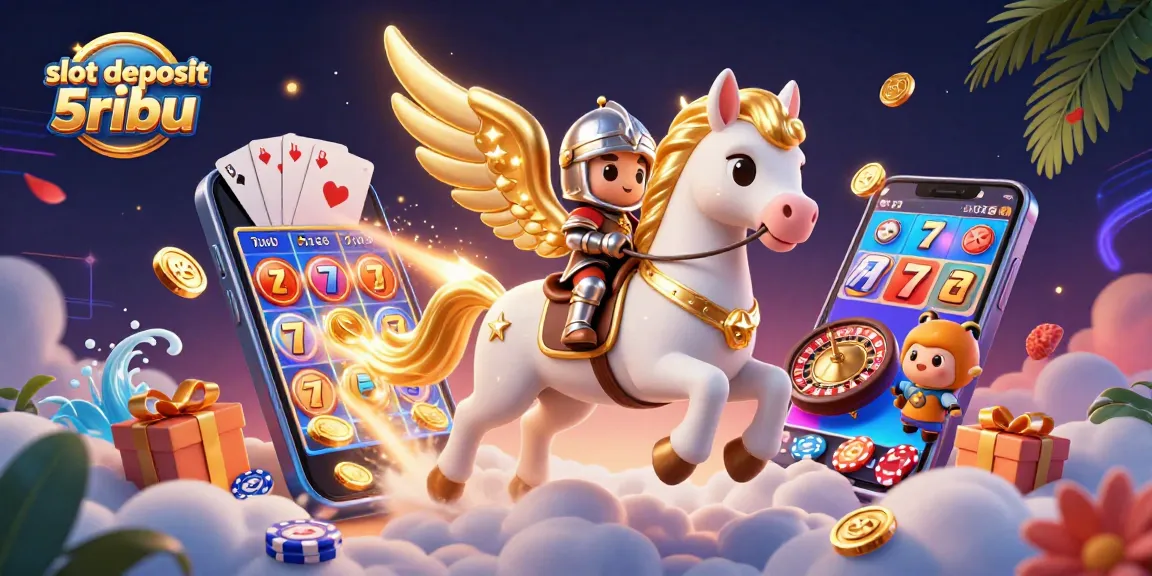 Engage in thrilling gameplay with slot deposit 5ribu from a dynamic 3D casino illustration.