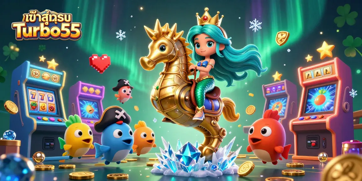Engage with exciting slots at เข้าสู่ระบบ Turbo55 with a vibrant 3D underwater casino scene.