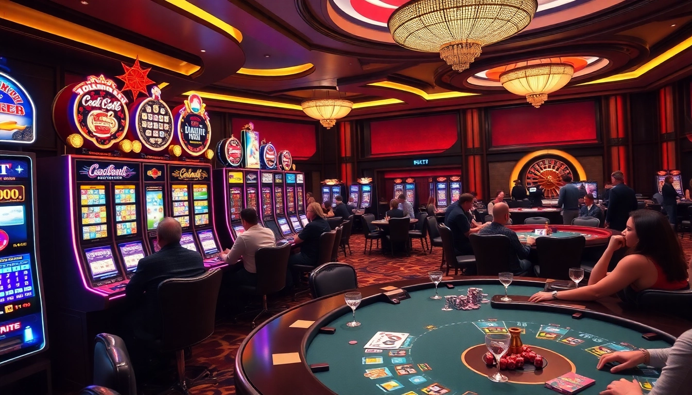 Nohudoithuong casino players engaging at slot machines and poker tables.