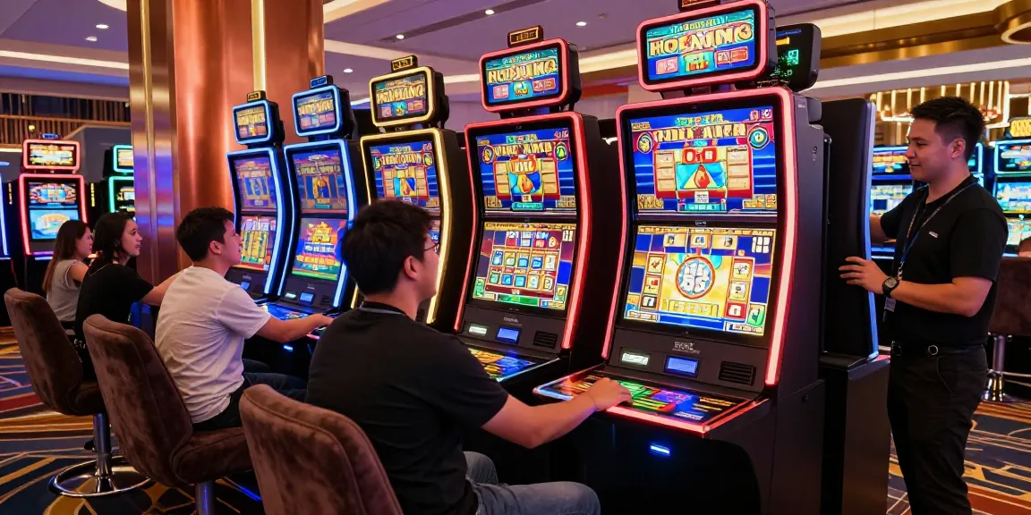 Engaged player enjoying bonus buy slots in a vibrant casino atmosphere.