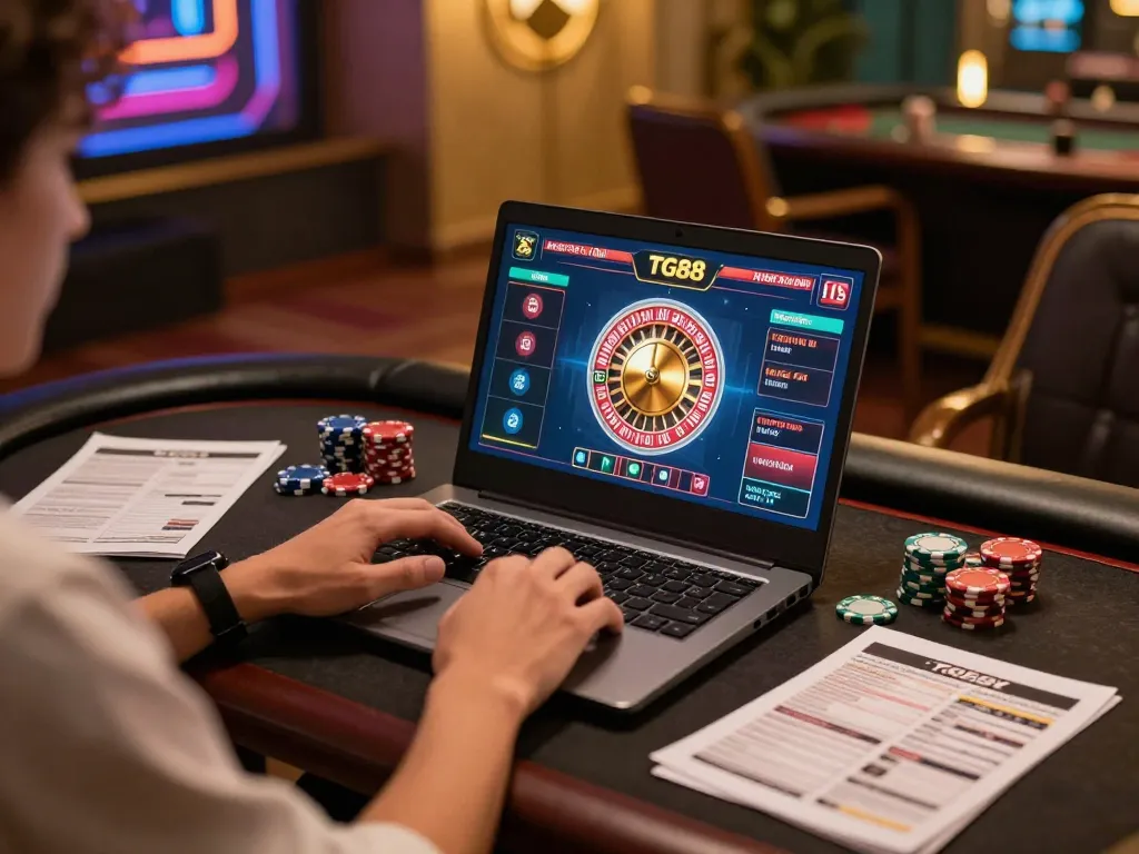 Enjoying a thrilling gaming session on TG88 casino app with dynamic roulette interface and strategy notes.