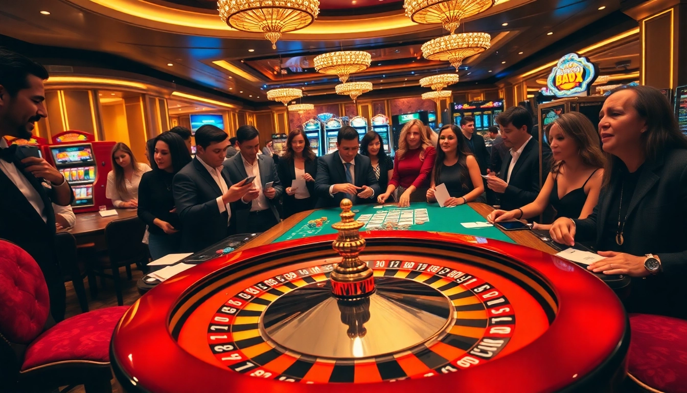 B52 gaming table attracting players with exciting roulette and card games in a luxurious casino setting.