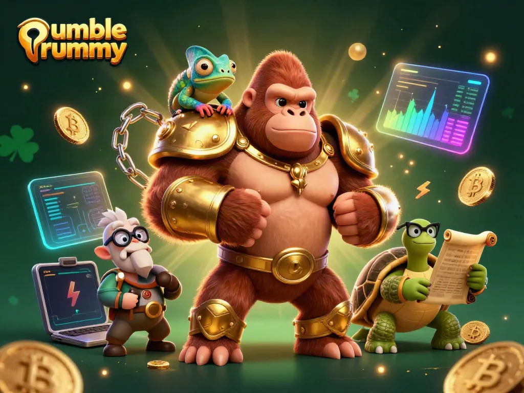 Play rumble rummy with engaging characters in a vibrant, dynamic casino-themed scene.