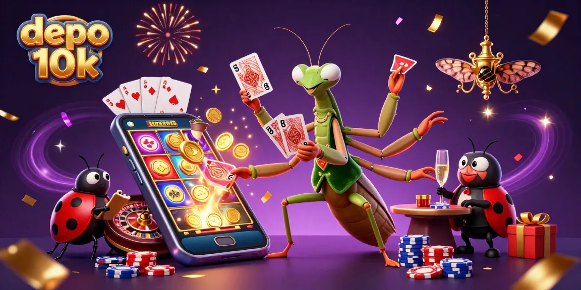 Experience thrilling play with depo 10k, vibrant 3D illustration of casino fun.