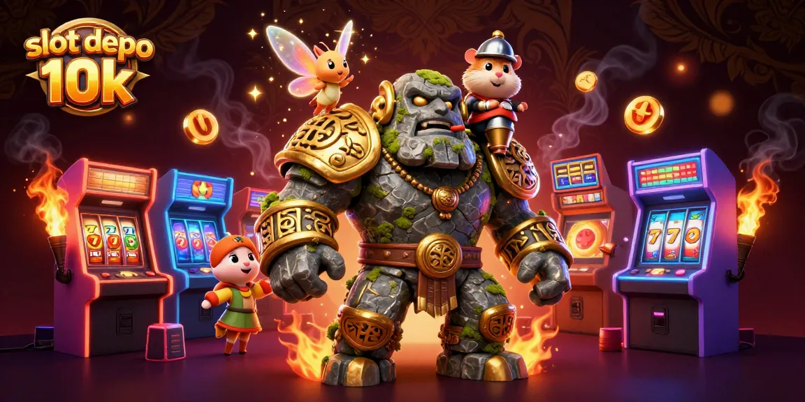 Play exciting slot depo 10k with vibrant characters and magical elements in this animated illustration.