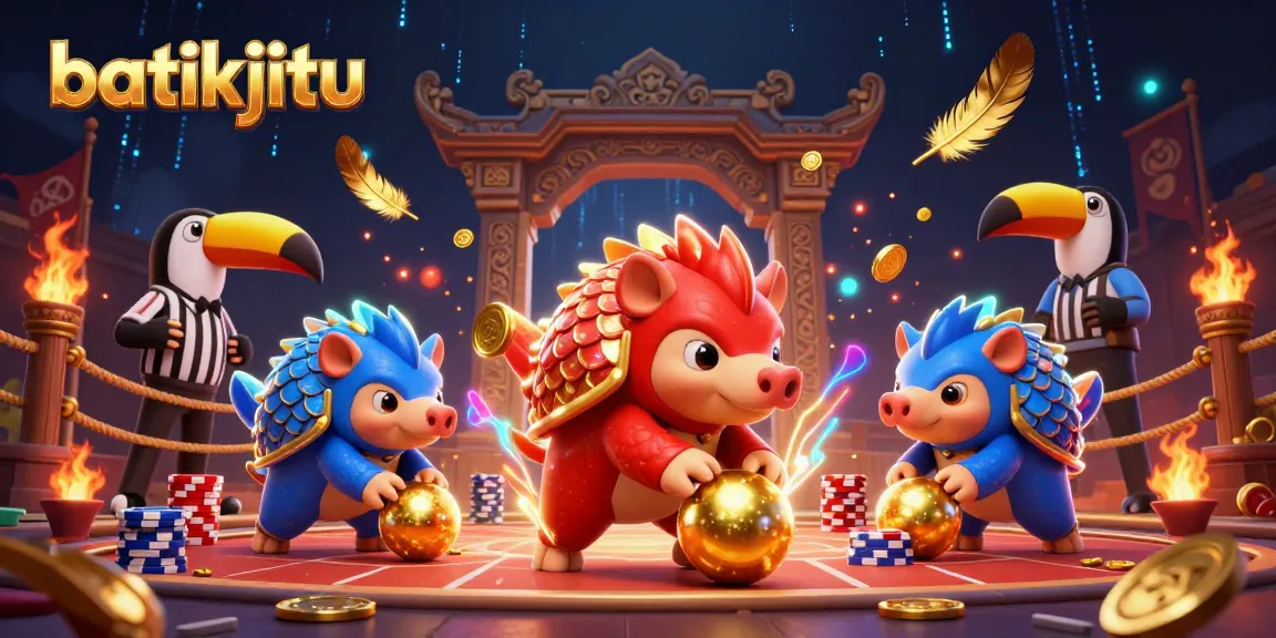 Bermain batikjitu dengan pangolin yang bersaing, mengumpulkan koin emas di arena bertaruh.