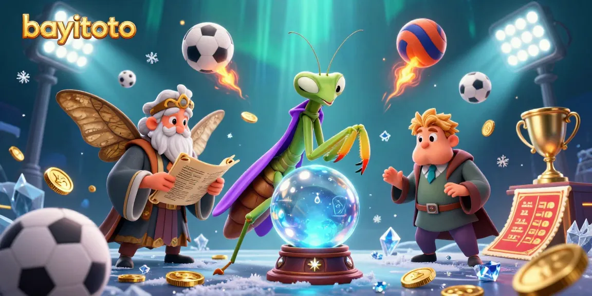 Bet on bayitoto with a mystical fortune teller and sports-themed energetic scene.