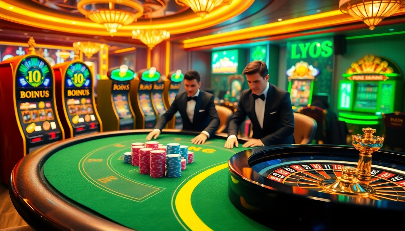 Experience thrilling gameplay with lego138 daftar featuring a high-stakes poker table and vibrant slot machines.