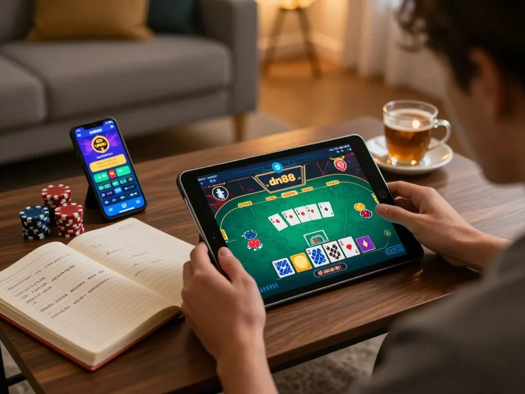 Engage in strategic poker gameplay on dn88 app from a cozy home setting