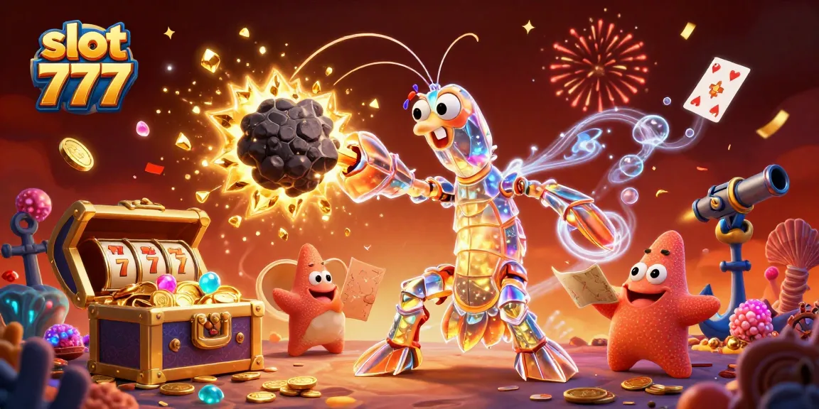 Experience the thrill of slot 777 action with a vibrant 3D illustration showcasing galactic samurai and treasure.
