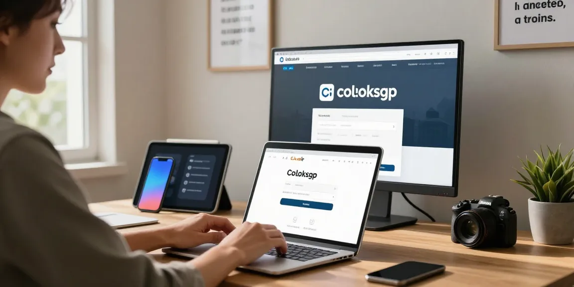 Coloksgp login interface displayed on a laptop in a modern home office, inviting tech-savvy environment.