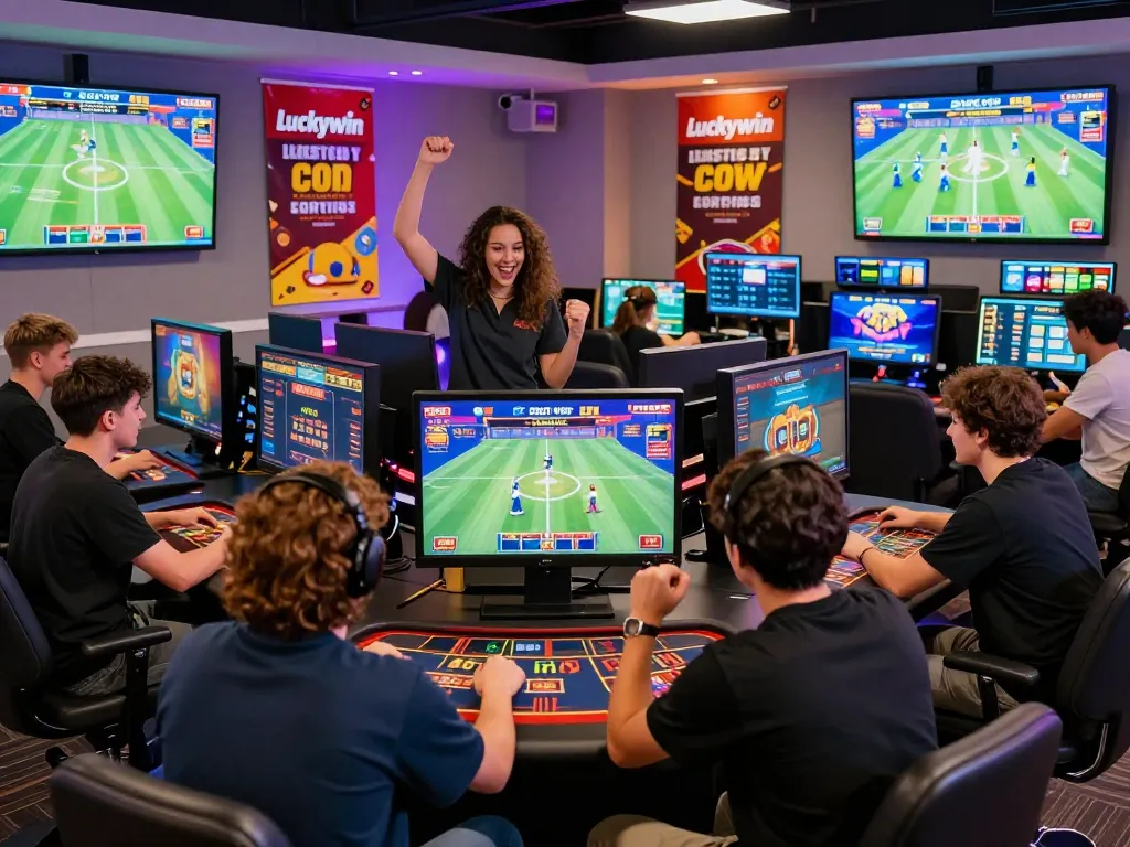 Diverse players enjoying the excitement of Luckywin com in a vibrant online gaming environment.