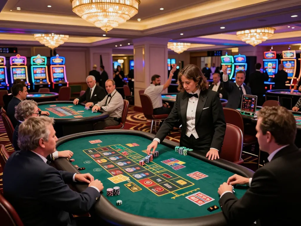 Engaged players at roulette tables showcasing live gaming action at https://kjc.events/ casino experience
